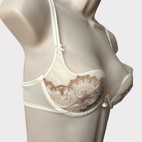Ritratti Milano Demi Shell Cup Embroidered Padded Bra, Size 34B, Ivory - Picture 4 of 12